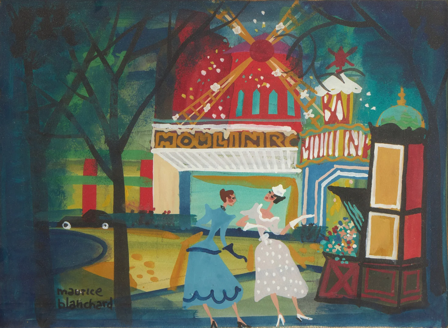 MAURICE BLANCHARD (Frankrike, 1903-1969), "MOULIN ROUGE" - Paris, signerad, gouache. — Paintings — Crafoord Auktioner Stockholm