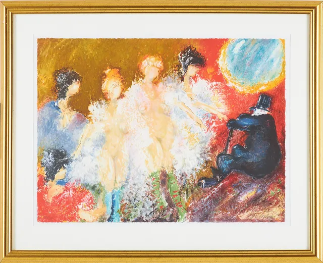 KARL HÖGLUND. figuralkomposition, färglitografi, 278/290, signerad.