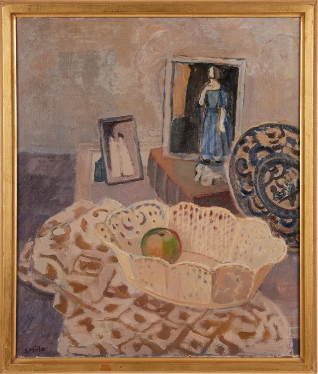 SIGURD MÖLLER. Stilleben med äpple, olja på duk, signerad S Möller.