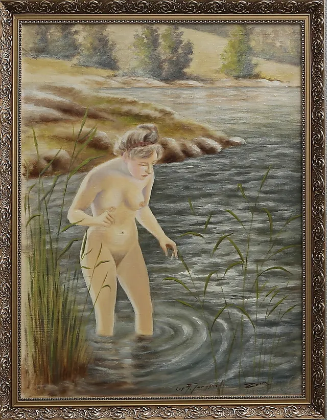 OIDENTIFIERAD KONSTNÄR. Olja på duk, kopia efter Anders Zorn, otydligt signerad.