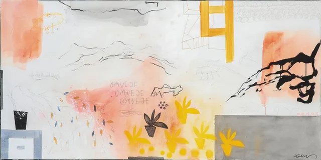 Untitled, 2018. Signed K. Ulrich. Mixed media on canvas. 90×180 cm.