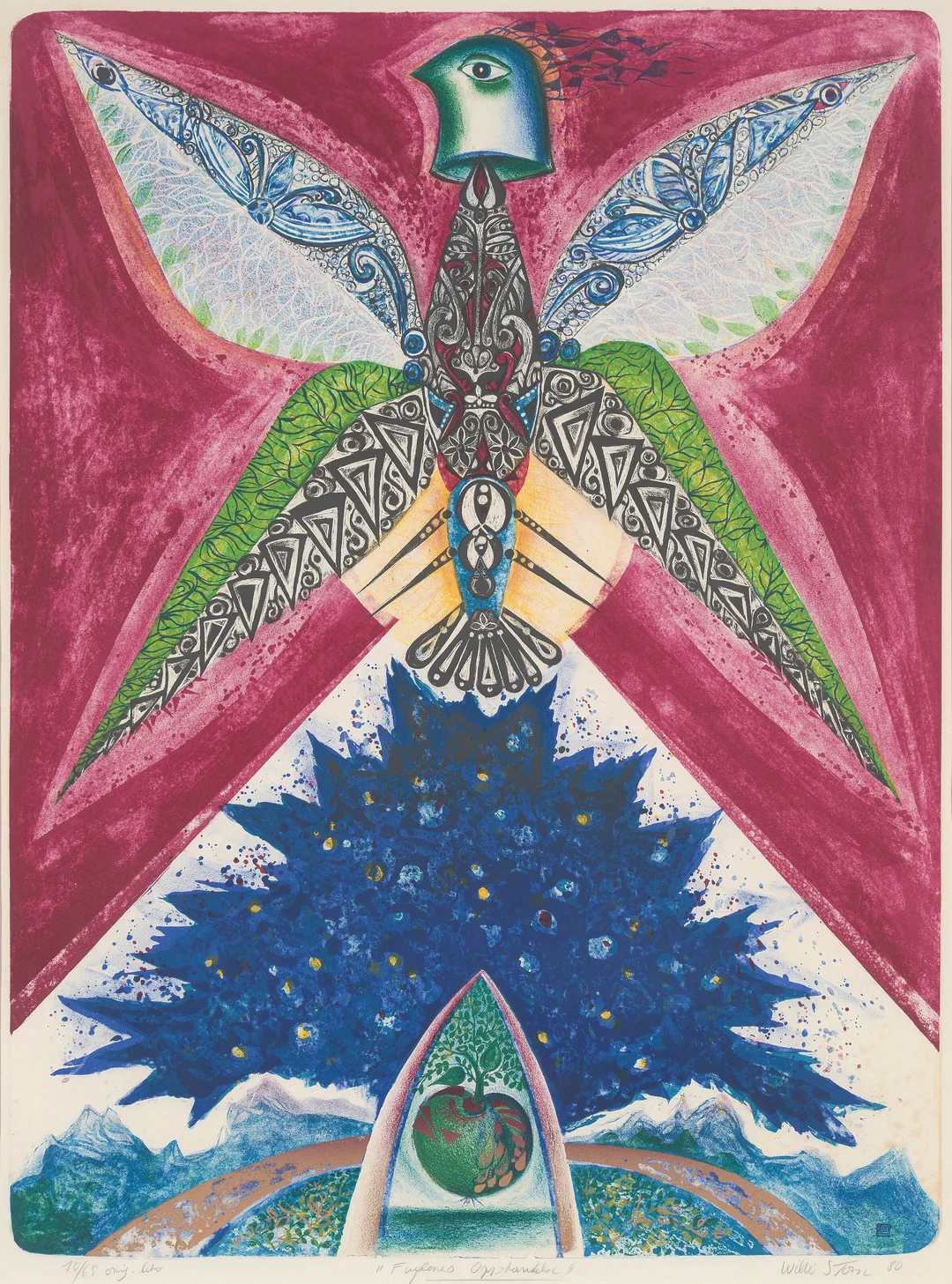 Storn, Willibald — "Fuglenes oppstandelse" 1980 — Kunst/Grafikk — Blomqvist
