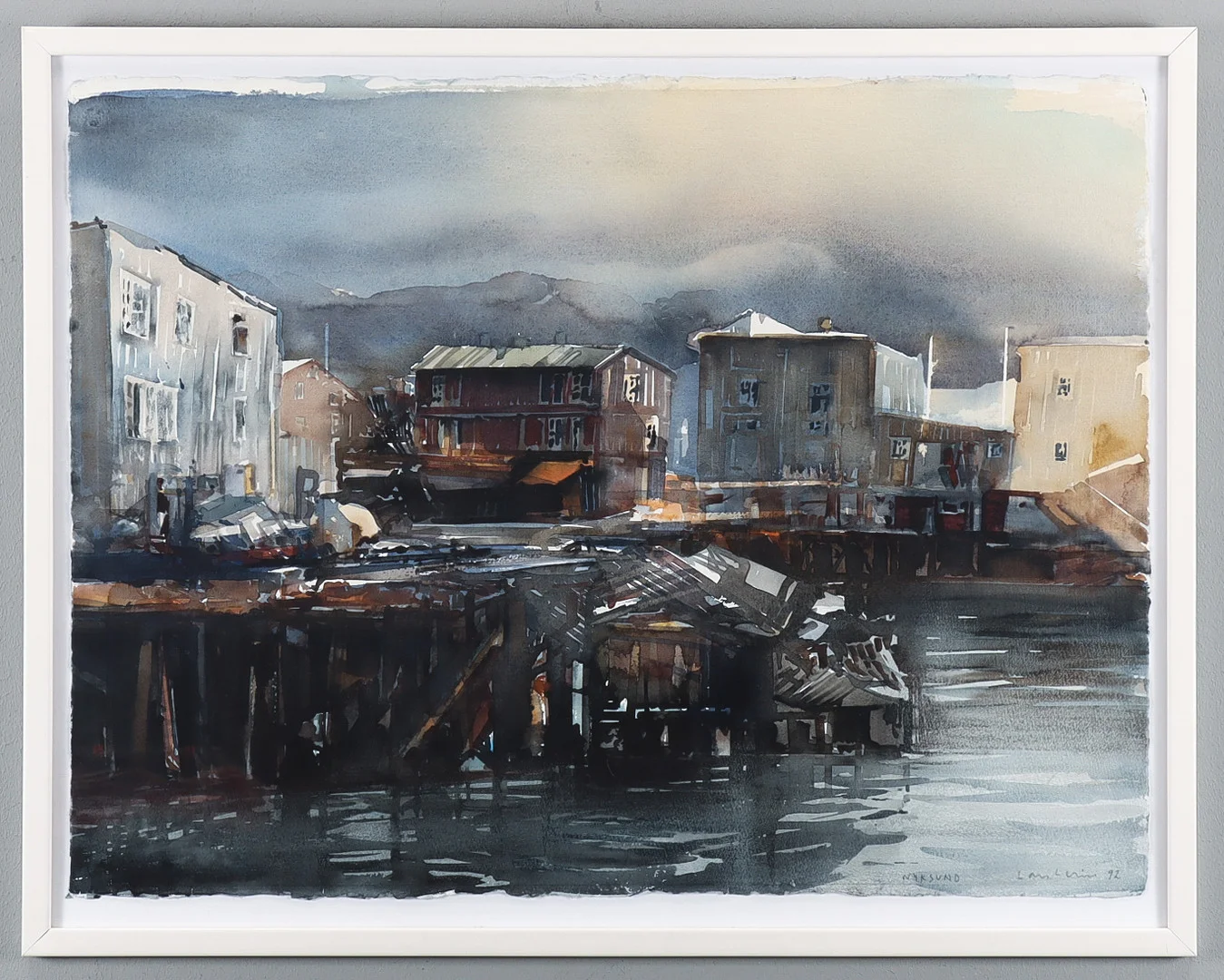LARS LERIN. Akvarell, "Nyksund - Vesterålen I", signerad och daterad -92. — Paintings — Karlstad Hammarö Auktionsverk