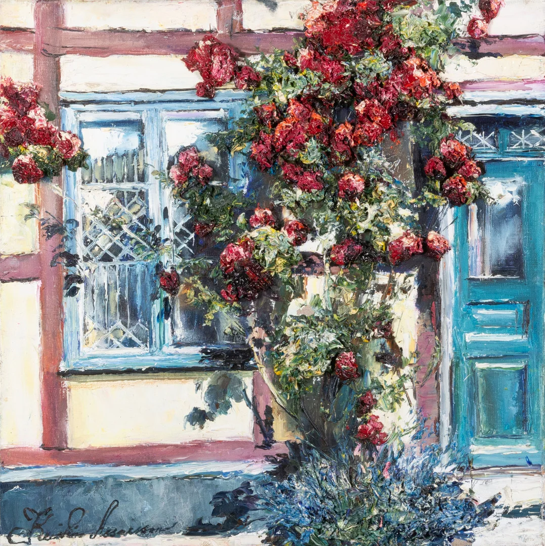 KRISTINA ASSARSSON. "Förälskad i rosor", olja på duk, signerad. — Paintings — Helsingborgs Auktionskammare