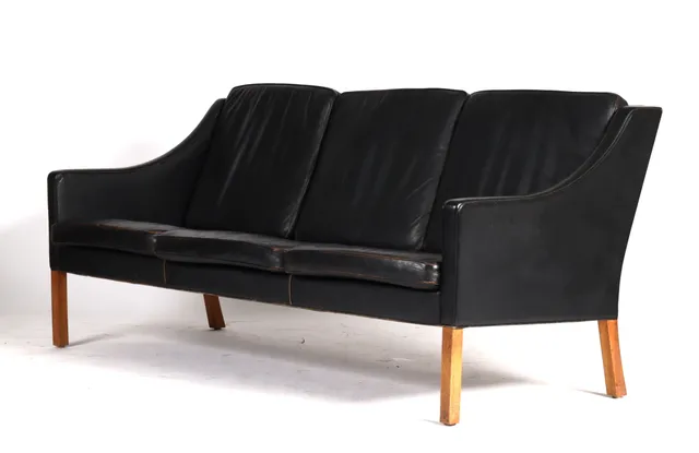 Børge Mogensen, three-seater sofa, model 2209, black leather