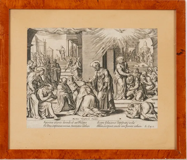 MARTIN HEEMSKERK (1498-1574). Samaria, ur Acta Apostolorum (1575), Philips Galle, gravyr.