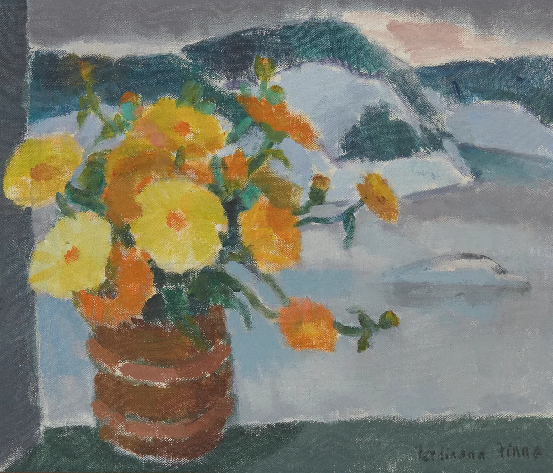 Finne, Ferdinand — Stilleben med gule blomster — Kunst/Maleri — Blomqvist