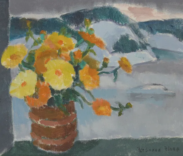 Finne, Ferdinand — Stilleben med gule blomster