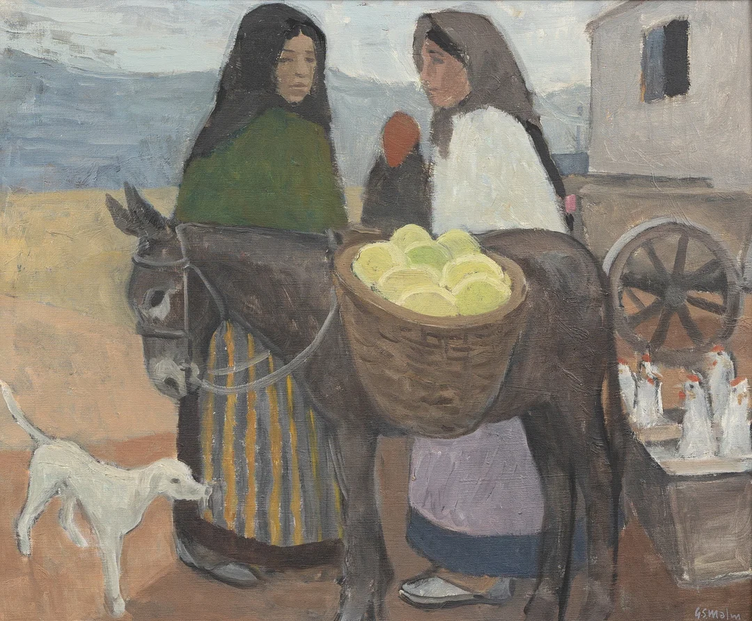 GUNNAR S MALM (1909-1986). "Spanska figurer", olja på duk, signerad. — Paintings — Garpenhus Auktioner