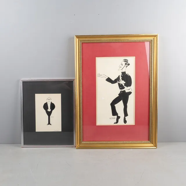 EINAR NERMAN. "Balieff" och "Ernst Rolf ", 2 teckningar, signerade.