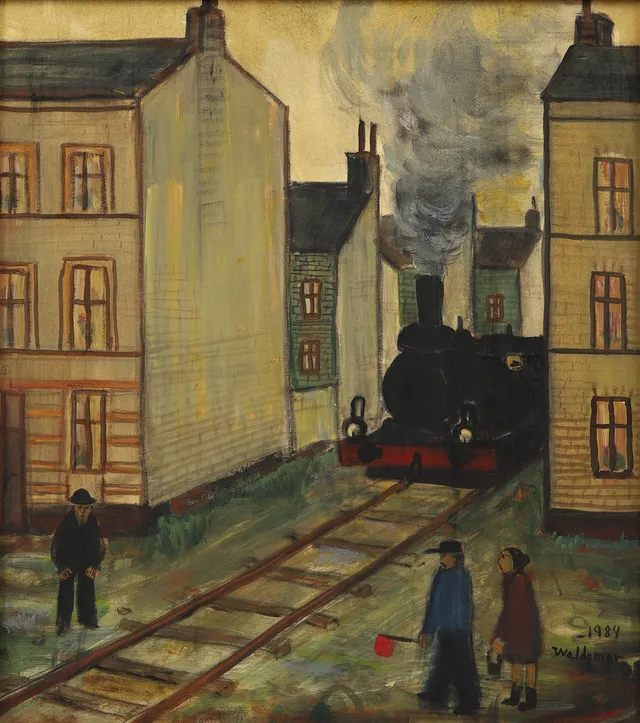 ÅKE WALDEMAR LARSSON. Motiv från Malmö, gouache och akryl på pannå, signerad och daterad 1984.