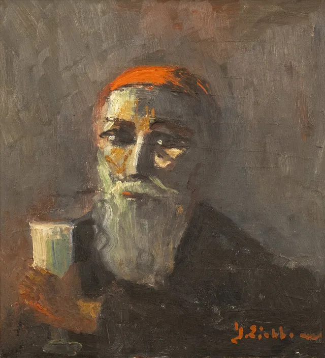 JACK EICHBORN. Olja på pannå, porträtt, signerad.