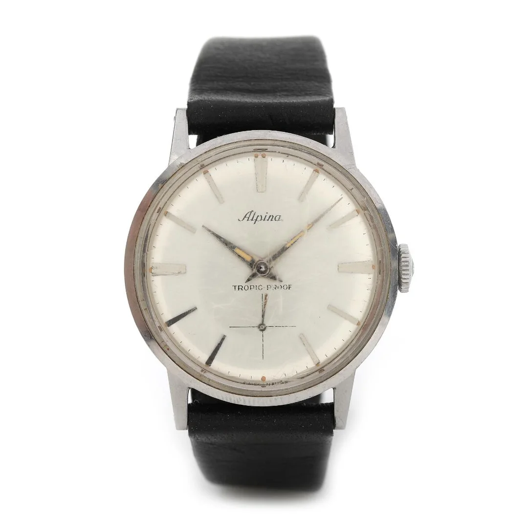 Tropic-proof of steel. Ref. 748561. Mechanical movement with automatic winding. Black leather strap. Ø 34. — Clocks & watches/Wristwatches — Bruun Rasmussen