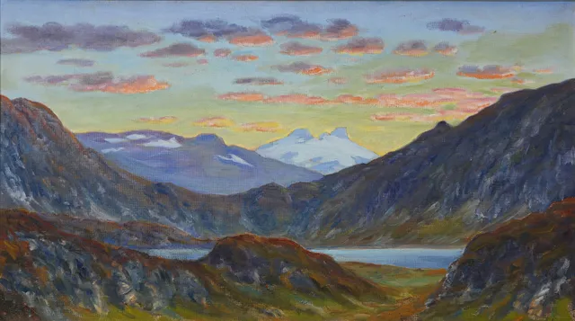 KARL TIRÉN. "Nordvästligaste gränsstjärnan", olja på pannå, signerad samt daterad 1923.