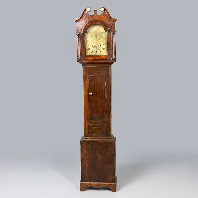 H PANNELL ALLERTON OAK LONGCASE CLOCK.