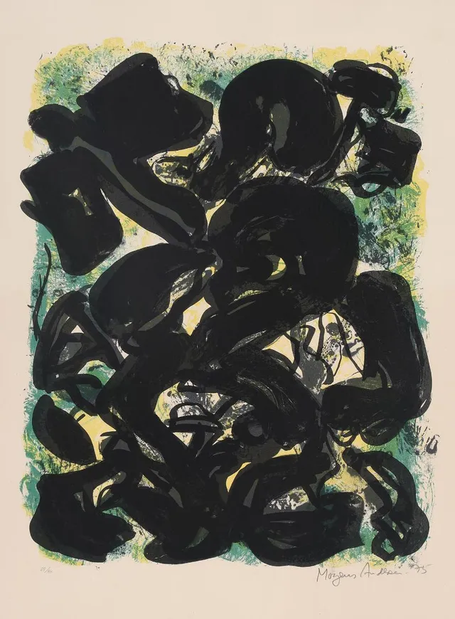 Untitled, 1975. Signed and dated Mogens Andersen 75, 29/90. Lithograph in colours. Sheet size 76×56 cm.