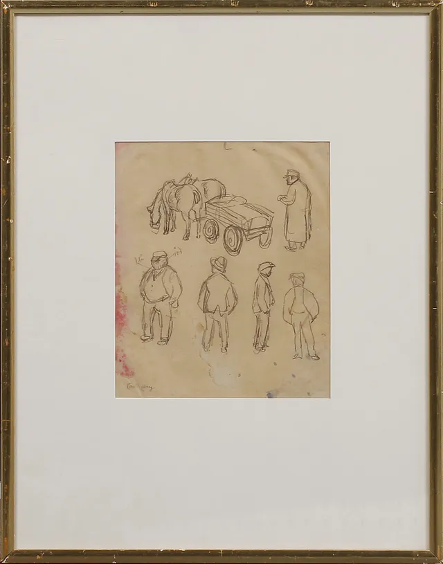 CARL KYLBERG. Figurstudier, teckning, signerad.