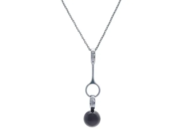 GEORG JENSEN, hänge med kedja, oxiderat sterlingsilver, svart agat, längd 42-45 cm,