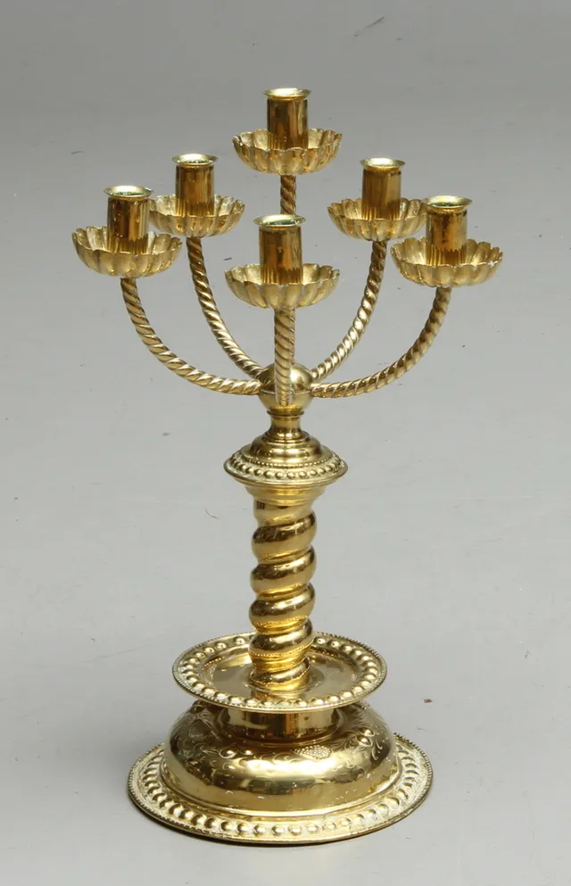 KANDELABER, mässing, barockstil, 1900-talets början.