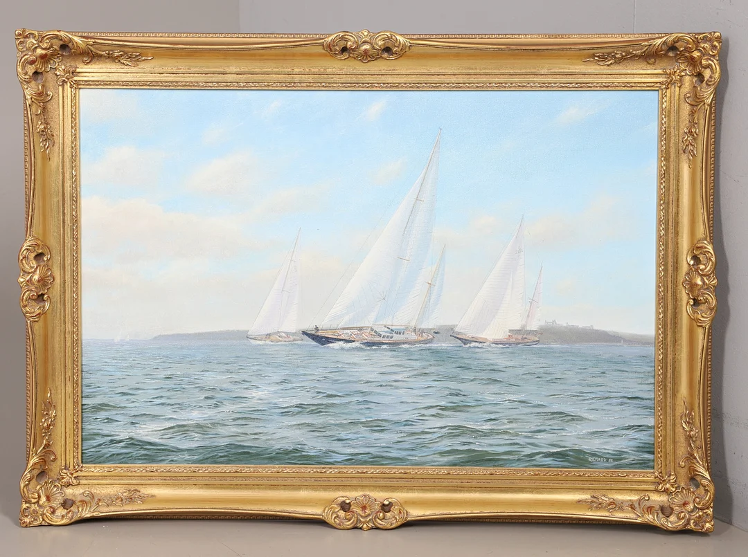 STEPHEN J. RENARD (B. 1947). RACING YACHTS OFF THE ISLE OF WIGHT WITH QUARR ABBEY IN THE DISTANCE. — Paintings — Lawrences Auctioneers