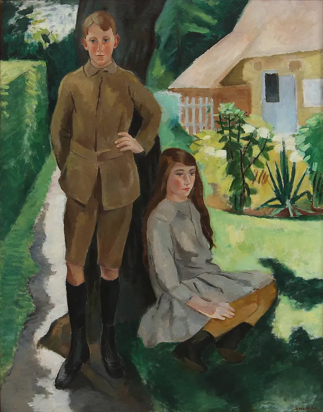 BIRGER SIMONSSON (1883-1938). Lucien et Marguerite, Sotteville-sur-mer 1920. Olja på duk.