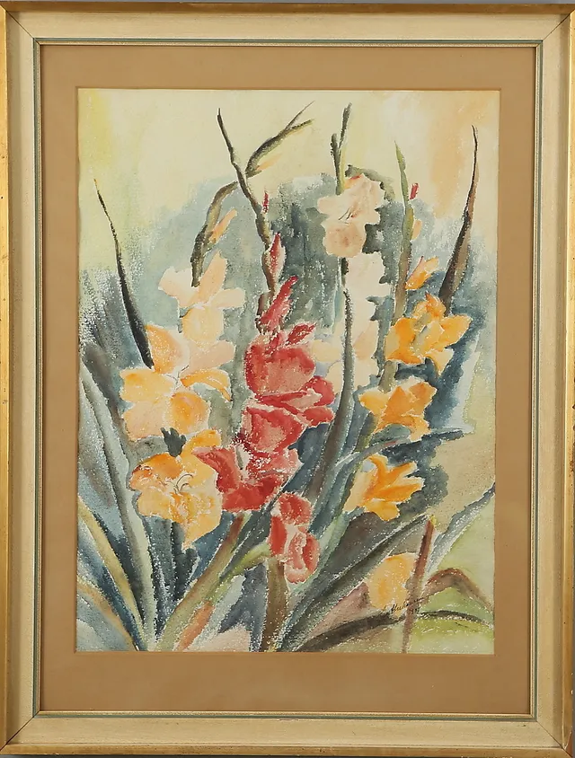 HANS ABRAHAMSSON. Gladiolus, akvarell, signerad och daterad 1947.