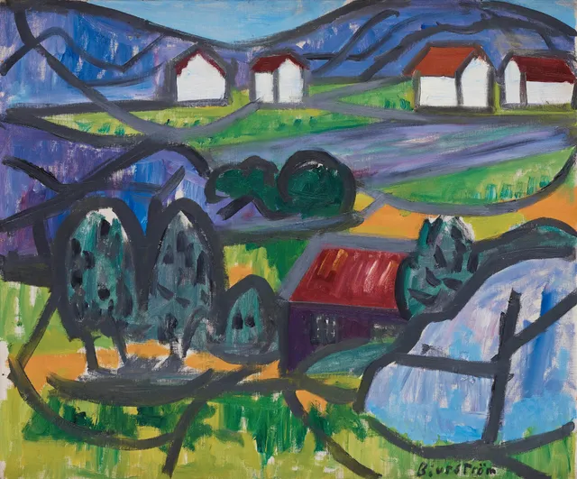 Tor Bjurström, Grönskande landskap med hus.