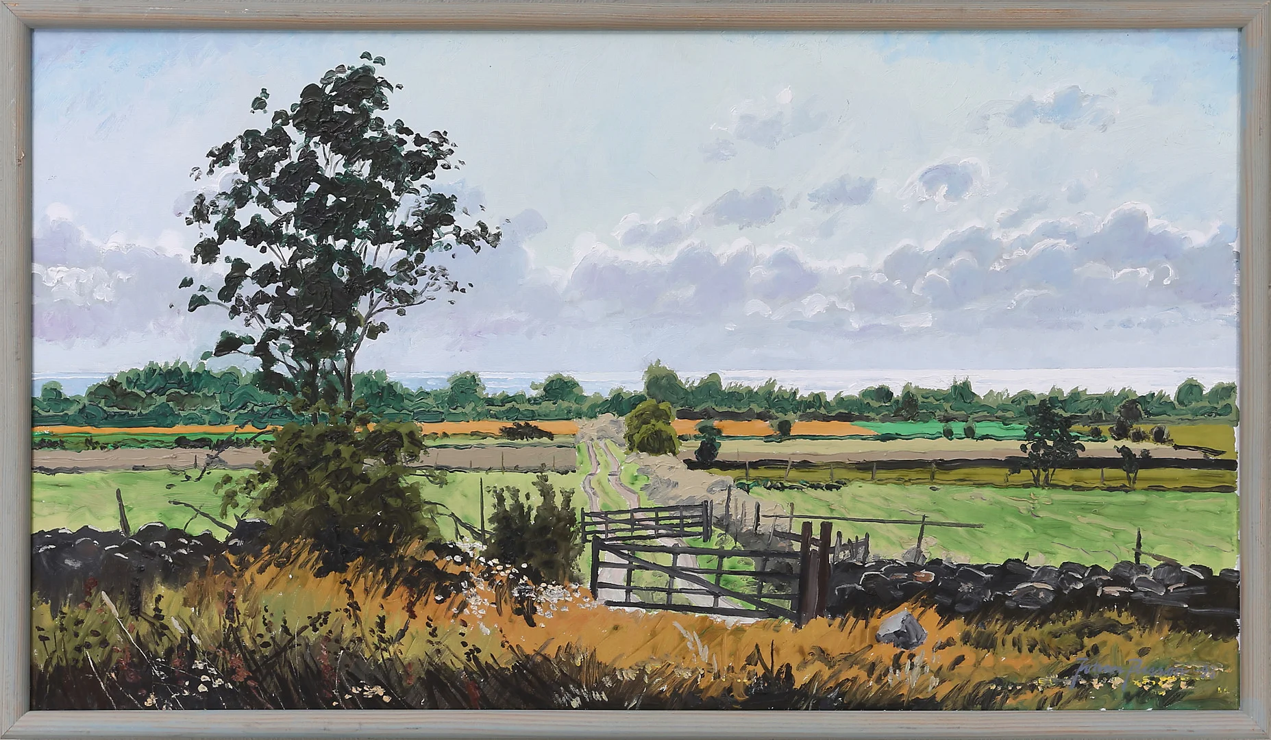 JOHAN PERSSON. "Blåsig sommardag, östra Öland", olja på duk, signerad och daterad. — Paintings — Kalmar Auktionsverk