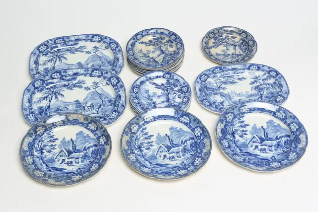 SERVISDELAR 19 st, flintgods, Davenport, 1800-tal.