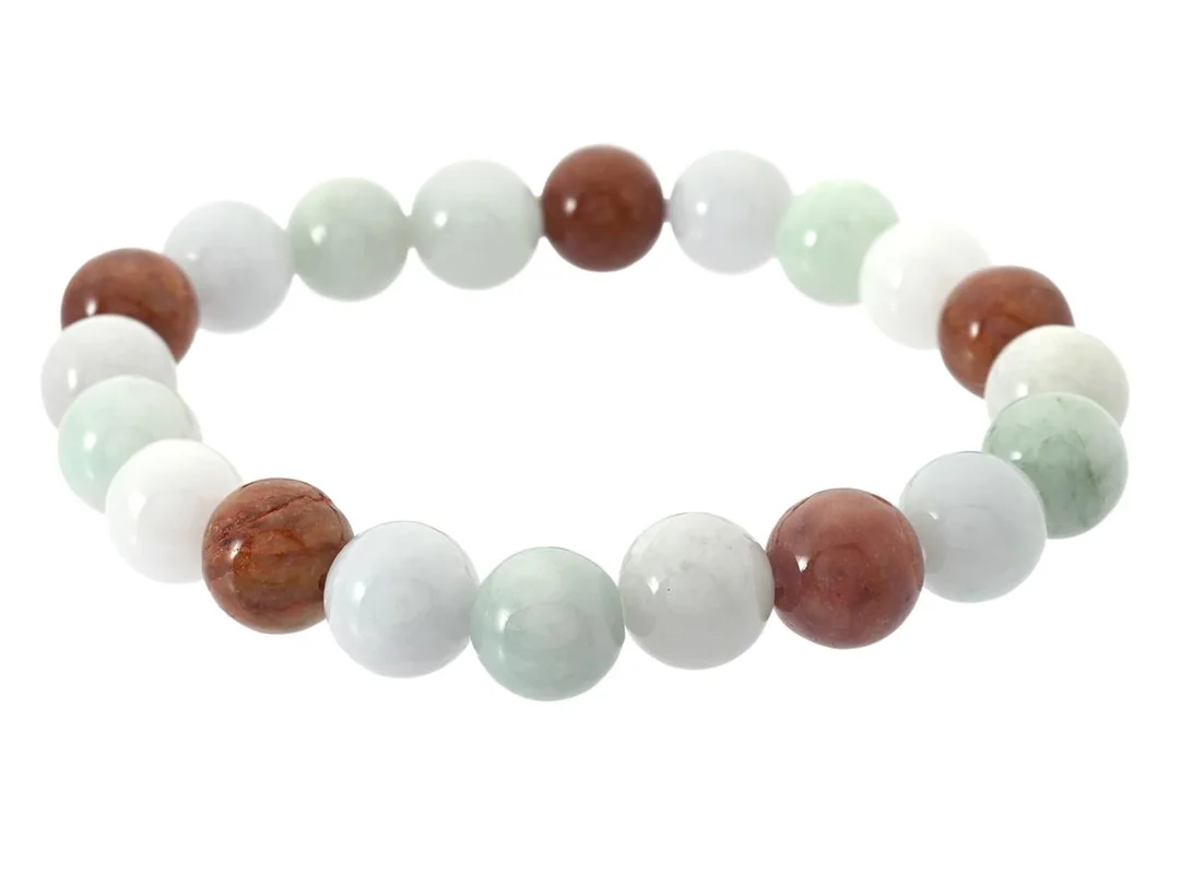 ARMBAND, kulor av jade, behandlad, ca 10 cm, elastisk tråd, vikt 32,1 g — Smycken/Armband — Kaplans