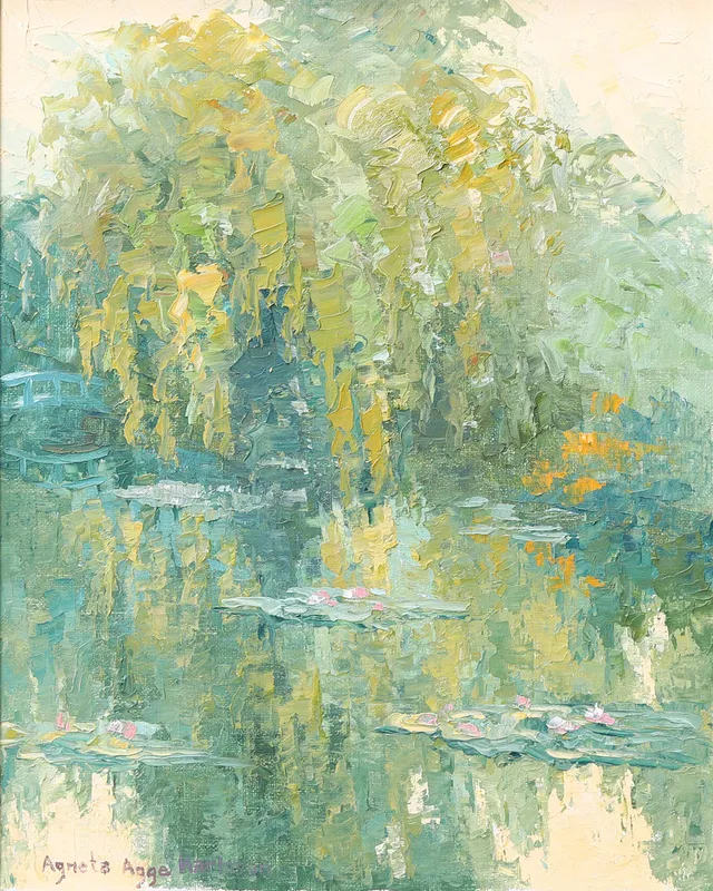 AGNETA AGGE KARLSSON. "Näckrosdammen II", olja på duk, signerad.