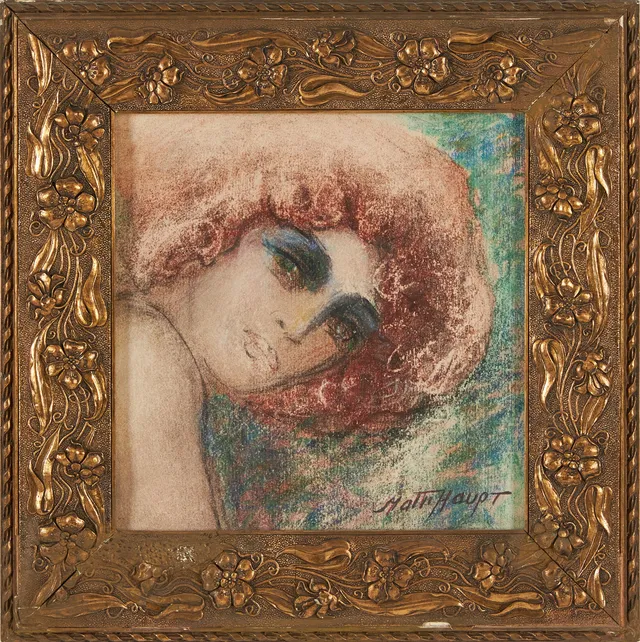 MATTI HAUPT (1912-1999). Porträtt, pastell, signerad.