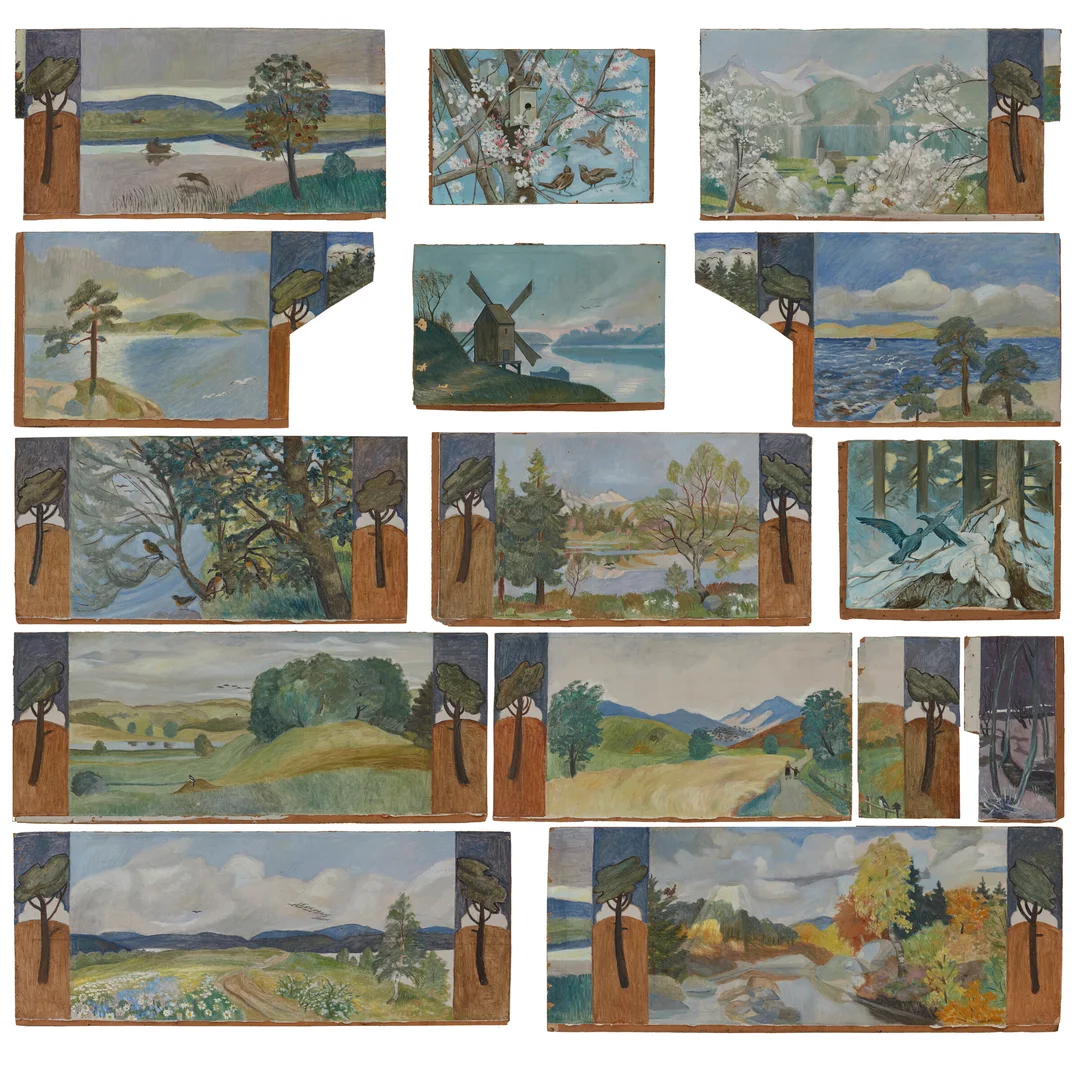 Aurdal, Leon — Veggpaneler, ca. 1915 — Kunst/Maleri — Blomqvist