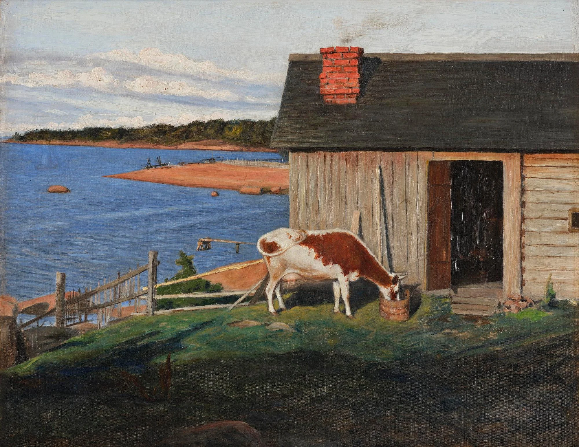 Hugo Simberg, "Landskap från Niemenlautta". — Bukowskis