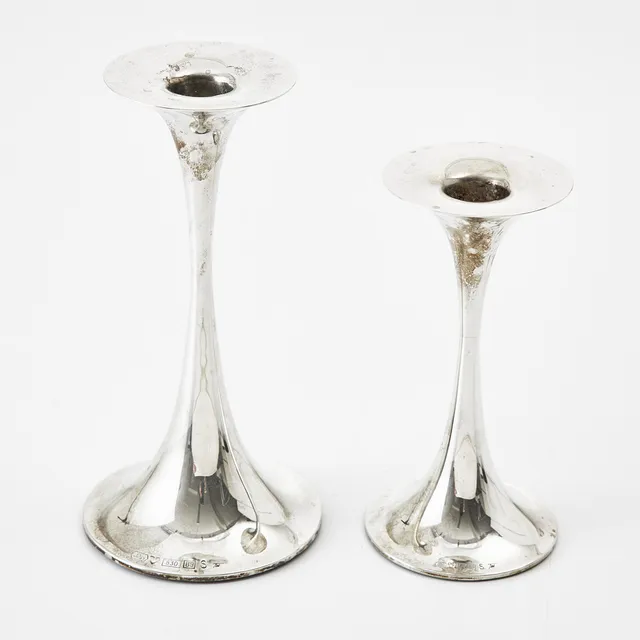 TAPIO WIRKKALA. "Trumpetti", ljusstakar, 2 st, silver, Kultakeskus Tavastehus.
