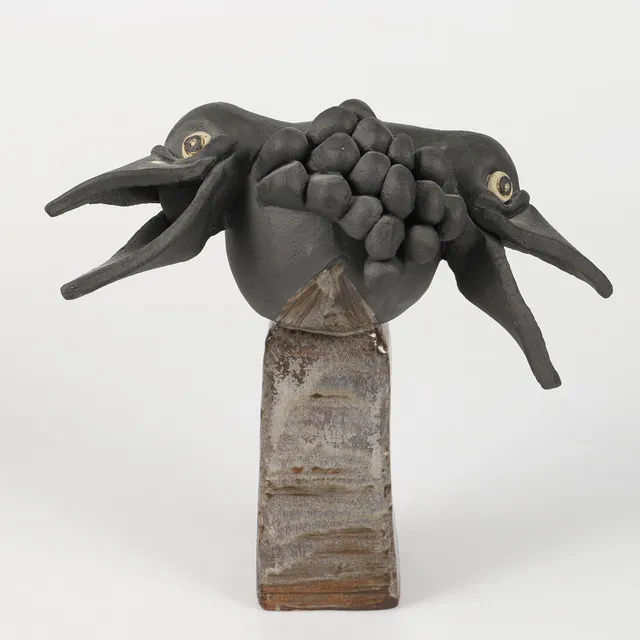 CATARINA HULTMAN. Skulptur, delvis glaserad keramik, signerad.