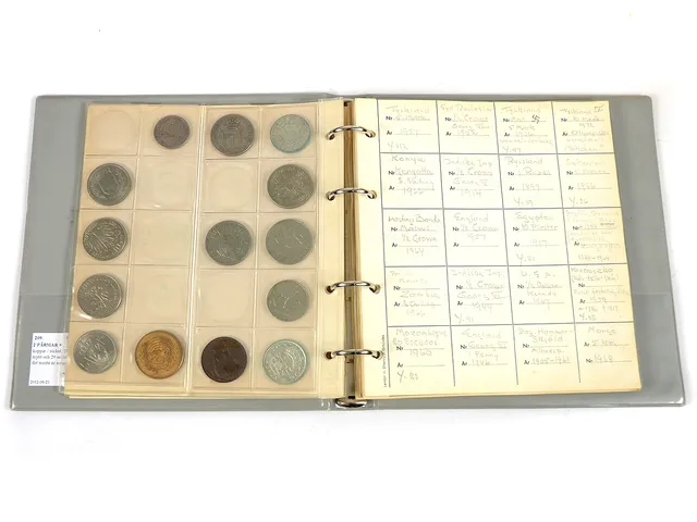 2 PÄRMAR + SEDELPLÅNBOK, koppar / nickel, 201 mynt och 29 sedlar där det mesta är notgeld.