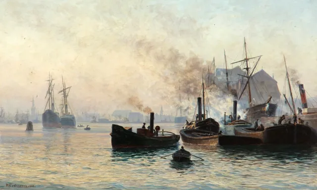 Vilhelm Arnesen. Scene from Copenhagen harbour, 1888