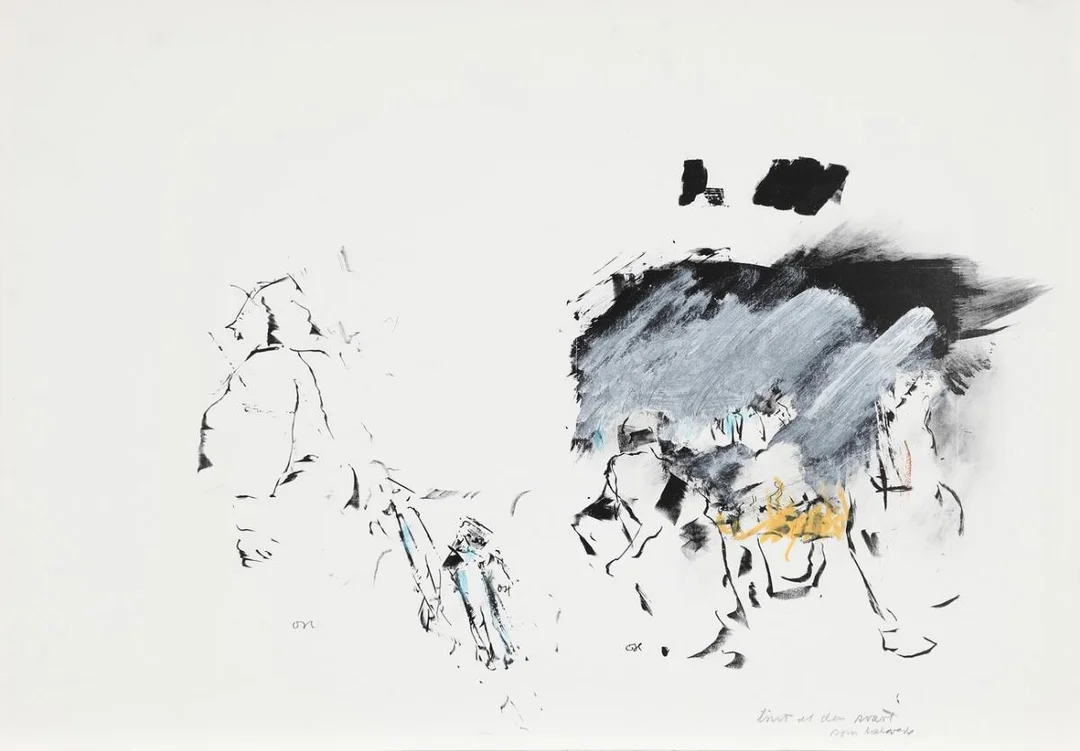 Composition. Signed OH. Handcoloured lithograph. Sheet size 43×61 cm. Unframed. — Modern Prints/Classical modernism — Bruun Rasmussen