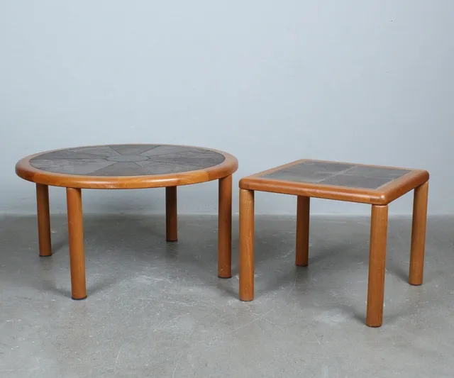 TUE POULSEN. für Haslev, Couchtische/Beistelltische, Teak, Keramik, 1960er, Dänemark.