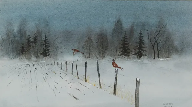 KENNETH LINDGREN. Vinterlandskap, akvarell, signerad.