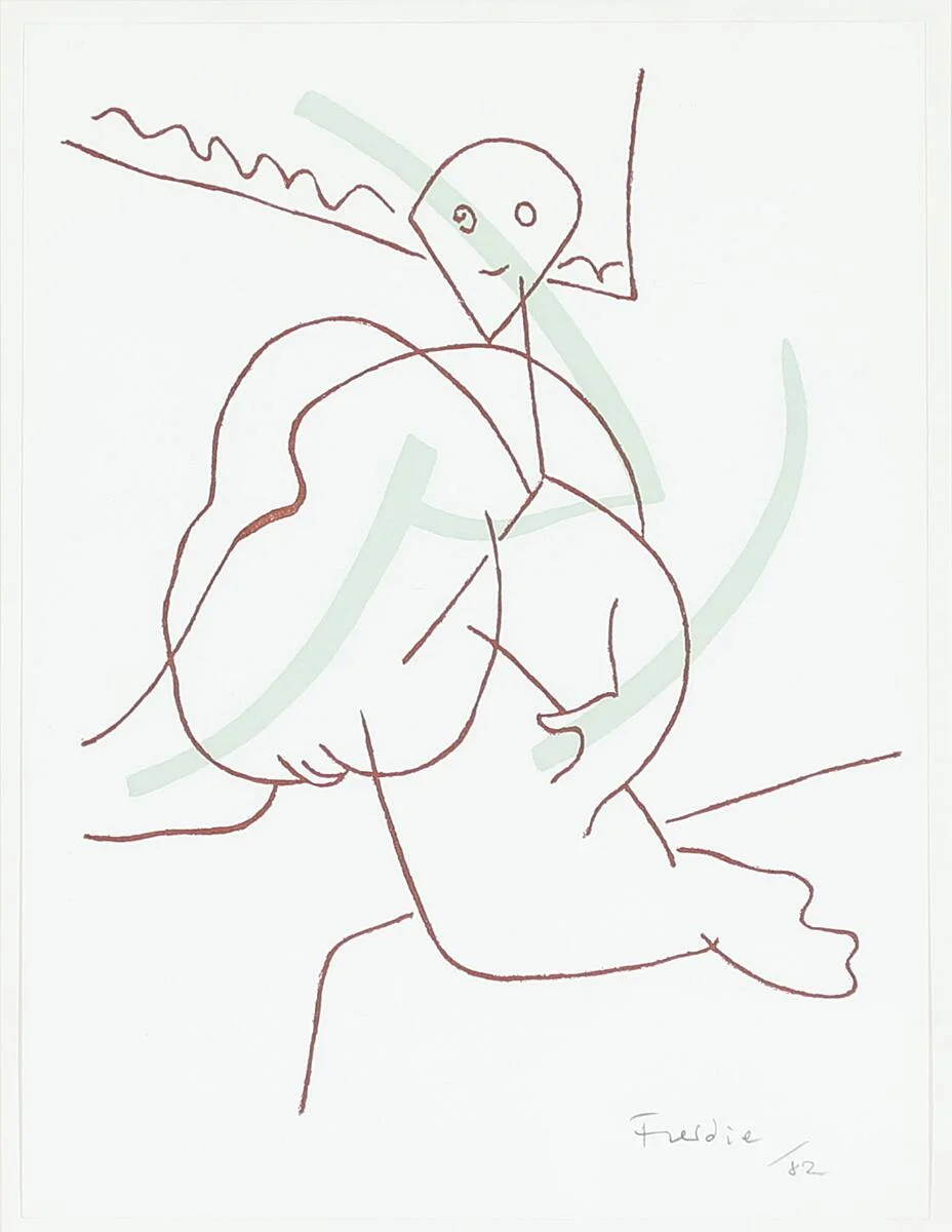 Untitled, 1982. Signed Freddie. Lithograph in colours. Sheet size 24×18 cm. — Modern Prints/Modern art — Bruun Rasmussen