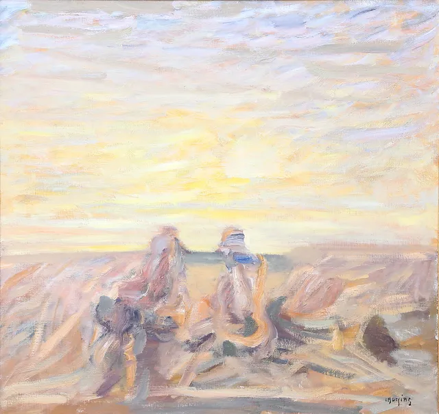 IVAR MORSING. "Figurer på fälten", olja på duk, signerad.