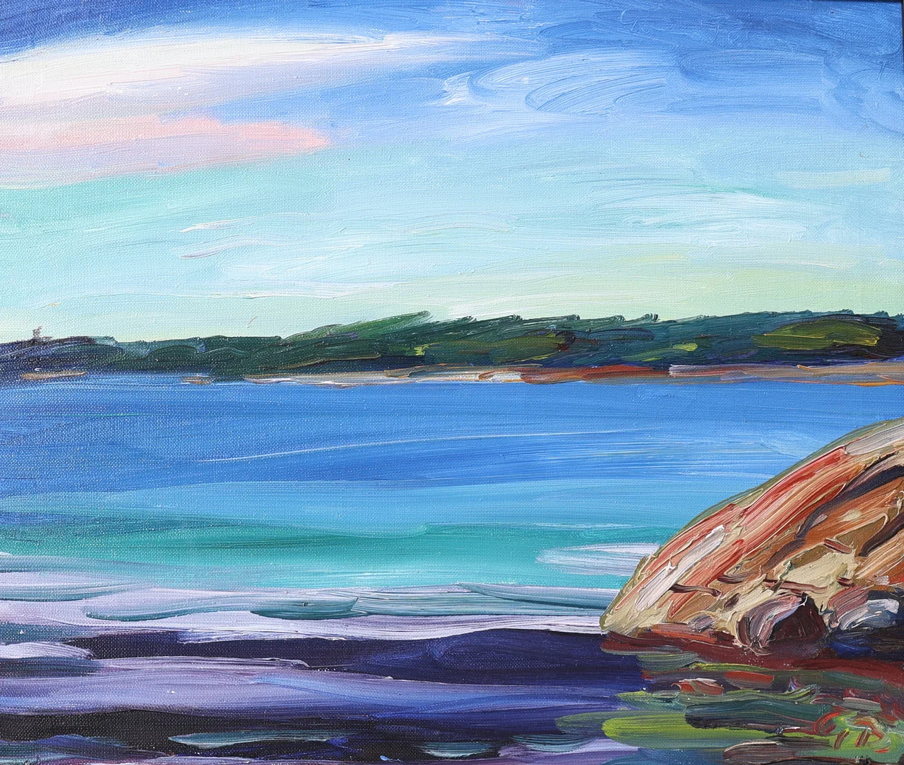 GÖRAN BRUNIUS. olja på duk, "Badudde", signerad. — Paintings — Gomér & Andersson Nyköping