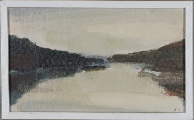 BENGT REINHOLTZ. "Stilla vatten". olja på duk uppklistrad på pannå, signerad och daterad 1976.