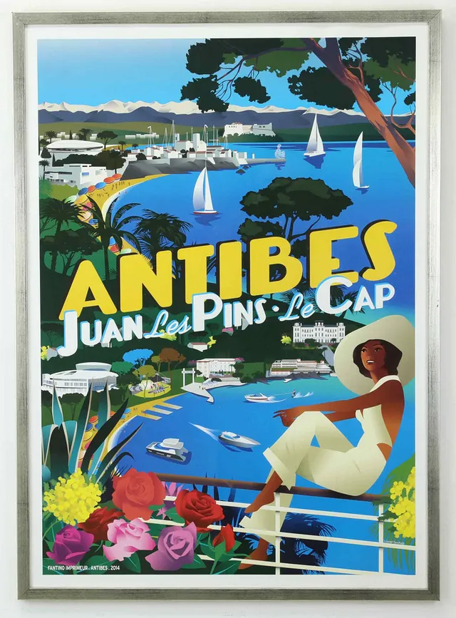 LIONEL TARCHALA (FRANKRIKE, F. 1973). poster, Antibes – Juan les Pins – Le Cap. Tryckt av Fantino Imprimeur, Antibes, 2014.