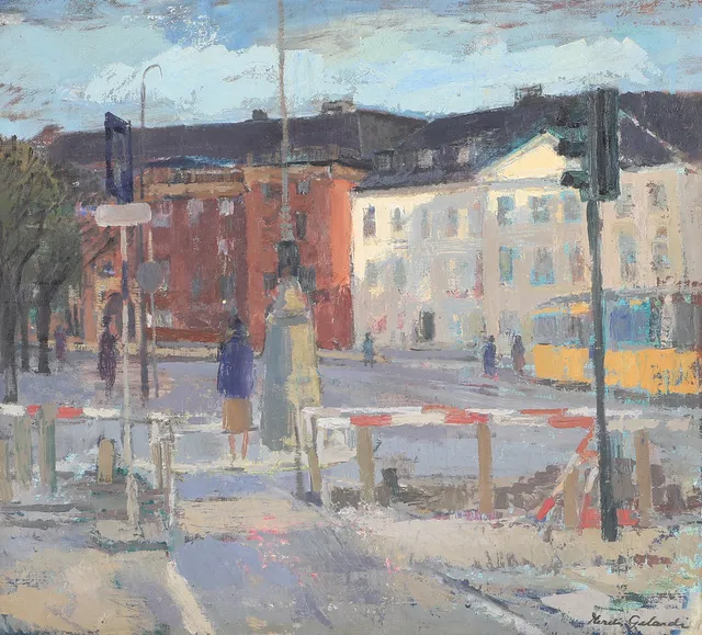 HERDIS GELARDI. Stadsbild, olja på duk, signerad.