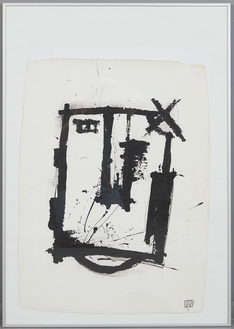 UNBEKANNTER KÜNSTLER (20./21. JH.). Abstraktes Portrait, Mischtechnik auf Büttenpapier, 1996. — Drawings — Stockholms Auktionsverk Köln