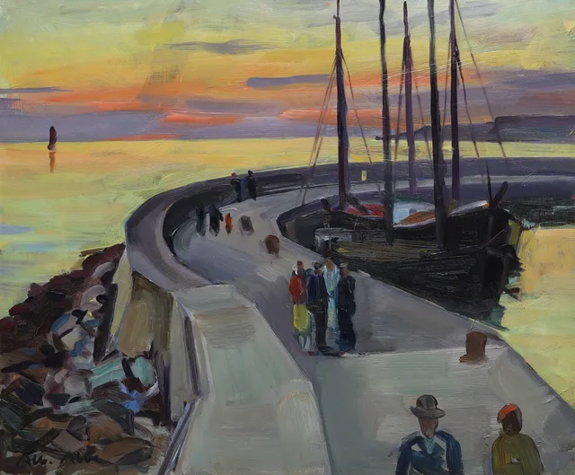 ALBERT ABBE (1889-1966). "Stilla sommarafton", olja på pannå.