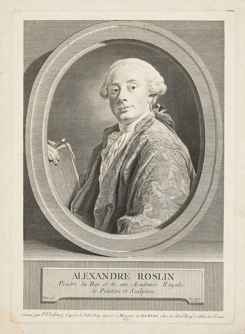 ALEXANDER ROSLIN. SJÄLVPORTRÄTT AV ALEXANDER ROSLIN, gravyr. — Engravings & Prints — Stockholms Auktionsverk Magasin 5
